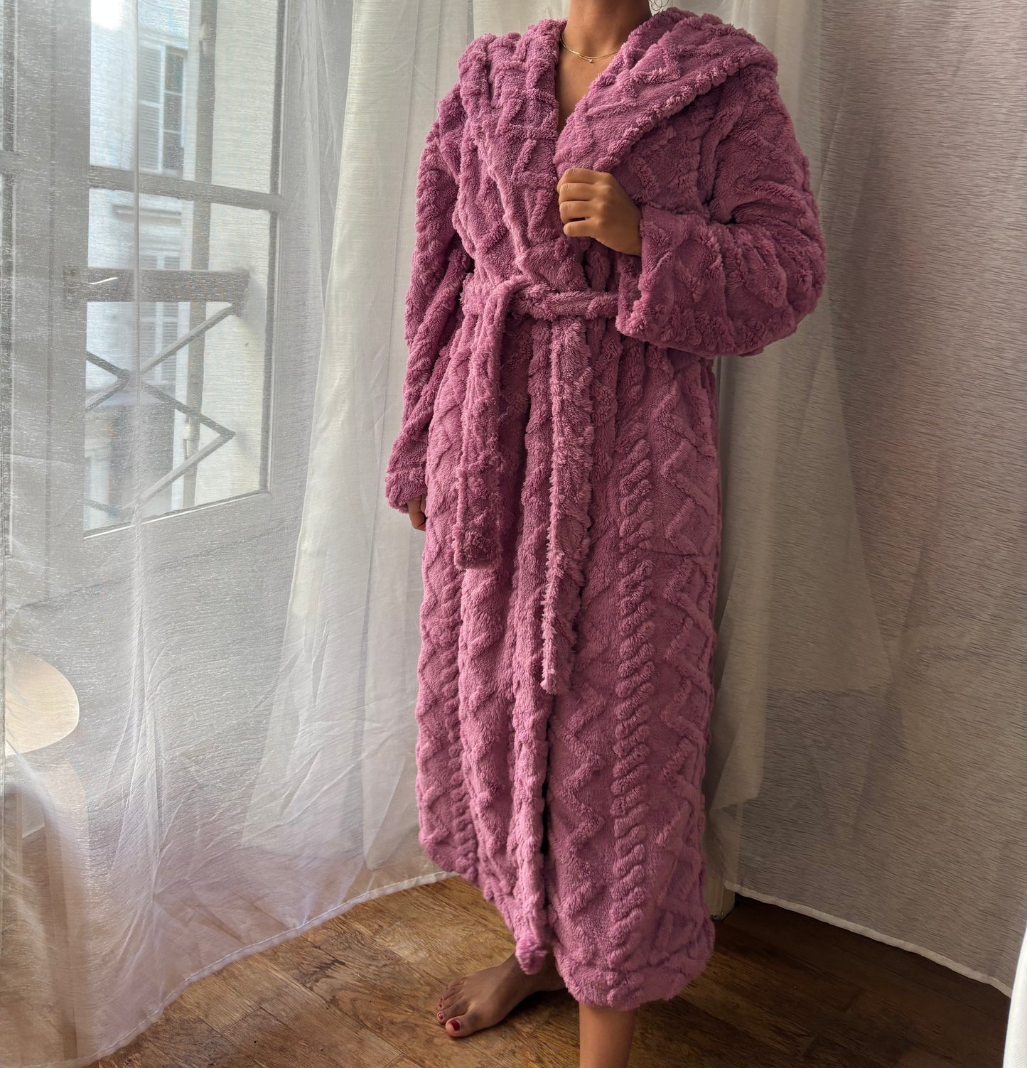 Peignoir Pilou - Le Douillet Pivoine en pilou doux – Maison Douceur Paris