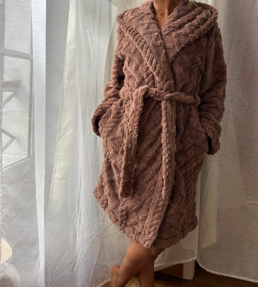 Peignoir Pilou - Le Douillet Chocolat en pilou doux – Maison Douceur Paris